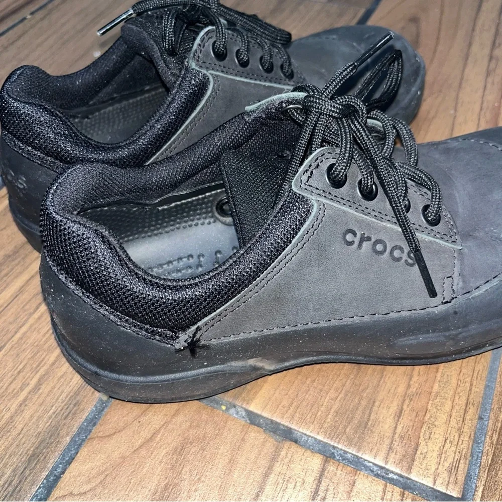 CROCS Mens 7 Women 9 Velocity Slip-Resistant Lace-up Comfort Work Sneakers Black - Picture 5 of 7